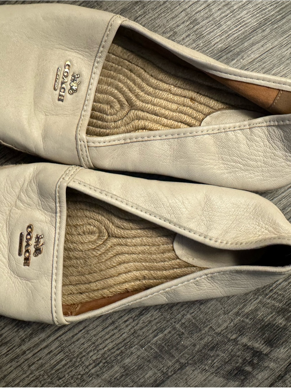 Coach Cream Leather Logo Slip-On Flats